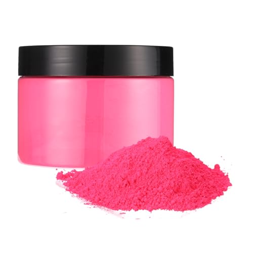 QUARKZMAN Polvo de Pigmento Fluorescente para Uñas de 3.5oz (100g) Pigmento en Polvo Neón Hecho de Resina (a base de agua) para Tinta, Recubrimiento, Cuero, Impresión, Rosa