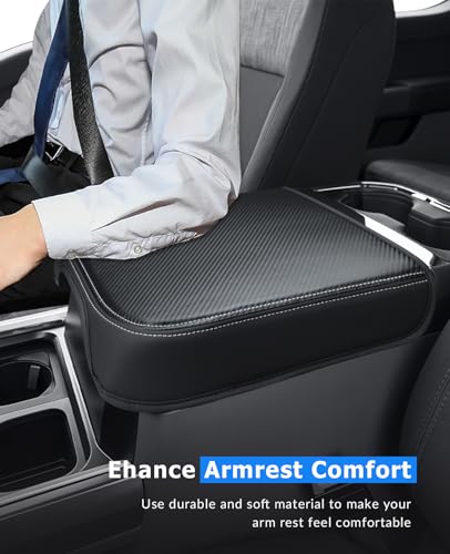 Image of INTGET Center Console Cover for 2026 Ford F250 F350 F450 F550 Super Duty Accessories 2023 2024 2025 XLT Car Interior Armrest Arm Rest Leather Middle Cushion Lid Pad Protector(Fit Bucket Seat Only)