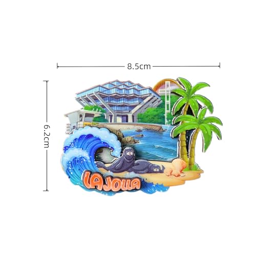 Imán decorativo de madera La Jolla USA 3D para refrigerador miniatura 6