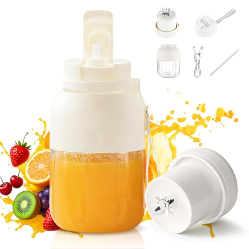 LOMUG Mini batidora portátil para hacer smoothie maker to go, vaso de 1300 ml con tapa a prueba de fugas, batidora recargable por USB, batidora de pie con 38 cuchillas, botella de mezcla Fresh Juice