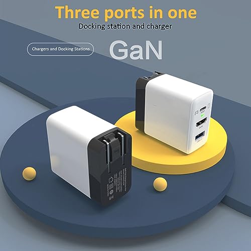 Carregador USB C GaN de 3 Portas, Carregador GaN Tipo C Interface Multimídia HD PD 36W de Alta Veloc
