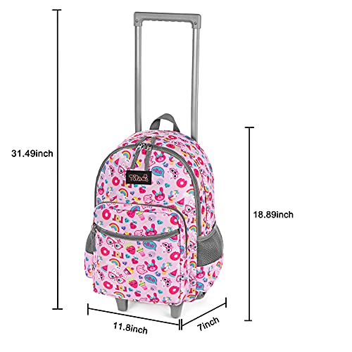 Image of Rolling Backpack 18 inch Double Handle Wheeled Boys Girls Travel School Children Luggage Toddler Trip