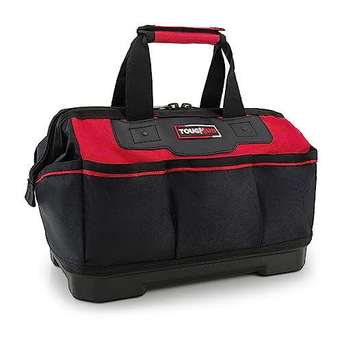 ToughHub 14 Inch Tool Bag, Heavy Duty Tool Bag, 1680 Denier Water Resistant, Hard Base, Wide Mouth, Multiple Pockets