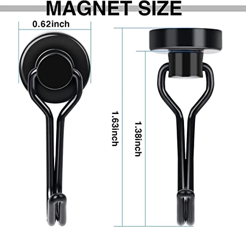 E Bavite Black Swivel Swing, 30Lbs Powerful, Strong Neodymium Rare Earth Magnetic Hooks. Perfect For Refrigerator thumb #3