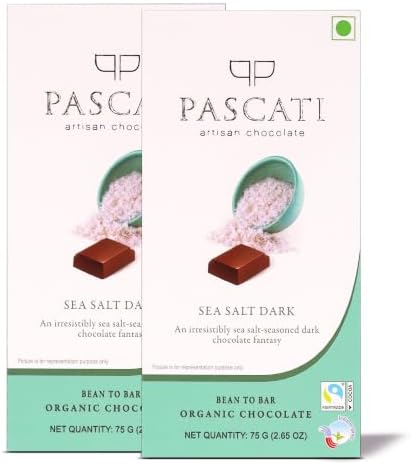 Pascati Chocolate Sea Salt Dark USDA Organic Chocolate, 75g [Pack of 2]