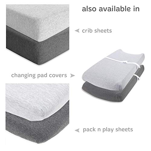 Cuddly Cubs Bassinet Sheets Set Compatible with Arms Reach Versatile, Chicco Lullago, Halo bassinest and Many Other Oval, Rectangle Shape Bassinet Pads | 100% Jersey Knit Cotton | Heather Grey