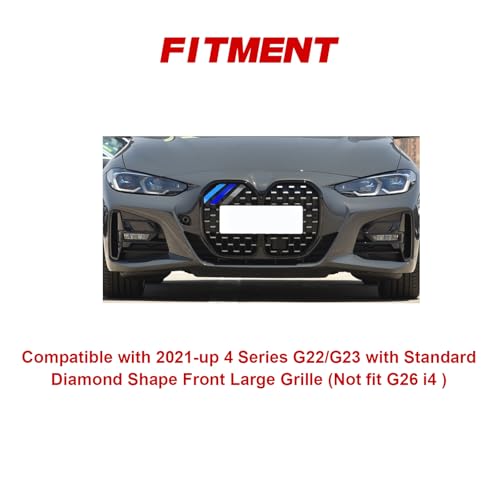 Image of x xotic tech Iconic 3-color Tri Grille Insert Trims Strips, Front Center Kidney Grilles Compatible with BMW 4 Series G22 /G23 2021 2022 2023 2024 420i 430i 440i w /Standard Diamond Shape Large Grill