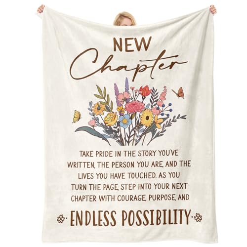 Retirement Gifts for Women Men New Chapter Throw Blanket for Coworker Leaving Gifts Farewell Going Away Gifts for Coworker Women Friends Inspirational Retirement Party Decorations Presents 60x50
