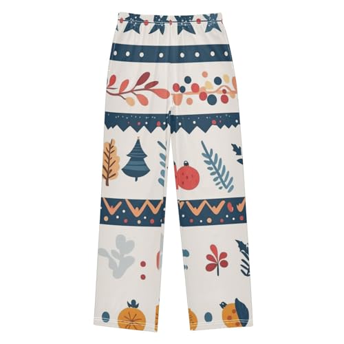 Boys' Pants Leaves Trees Stripes Christmas Long Bottoms Jogger Pants Elastic Waist Trousers with Pockets S-XL