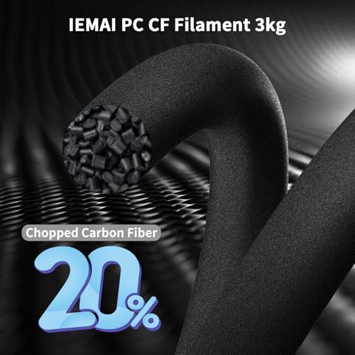 Image of IEMAI PC-CF 3D Printer Filament 1.75mm Matte Black 3KG, Carbon Fiber Reinforced Polycarbonate Superior Strength & Rigidity, Impact & High-Temperature Resistant for Industrial Parts