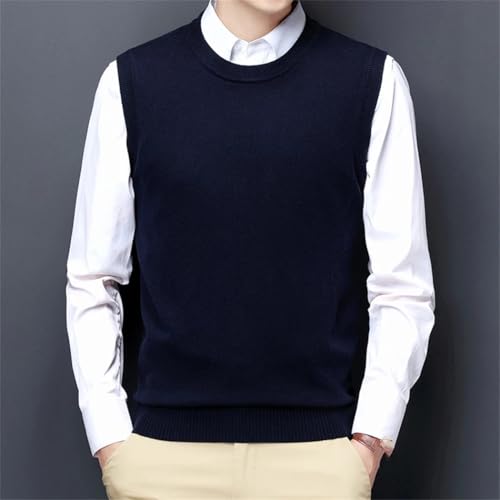 Men's Round Neck Sleeveless Sweater Vest Korean Slim Fit Business Casual Knit Pullover Vest2