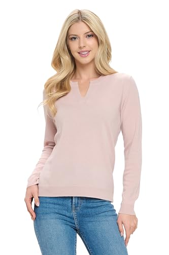 Image of Women's 100% Cashmere Soft Long Sleeve V Neck Crew Neck Sweater