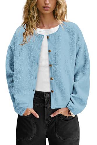 Image of Yanekop Womens Sherpa Jacket Button Down Fleece Winter Coat Fuzzy Jackets Chunky Cardigan Sweaters Open Knit Sweater