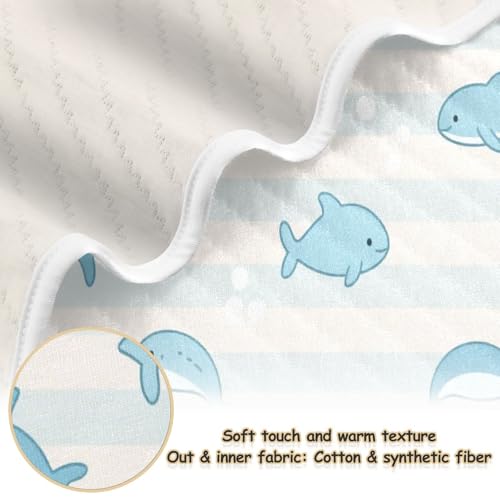 Custom Animal Fish Blue Stripe Blanket for Soft para personalizar Image Blankets with Names on for Girls or Boys 30x40in Manta para recien nacido2