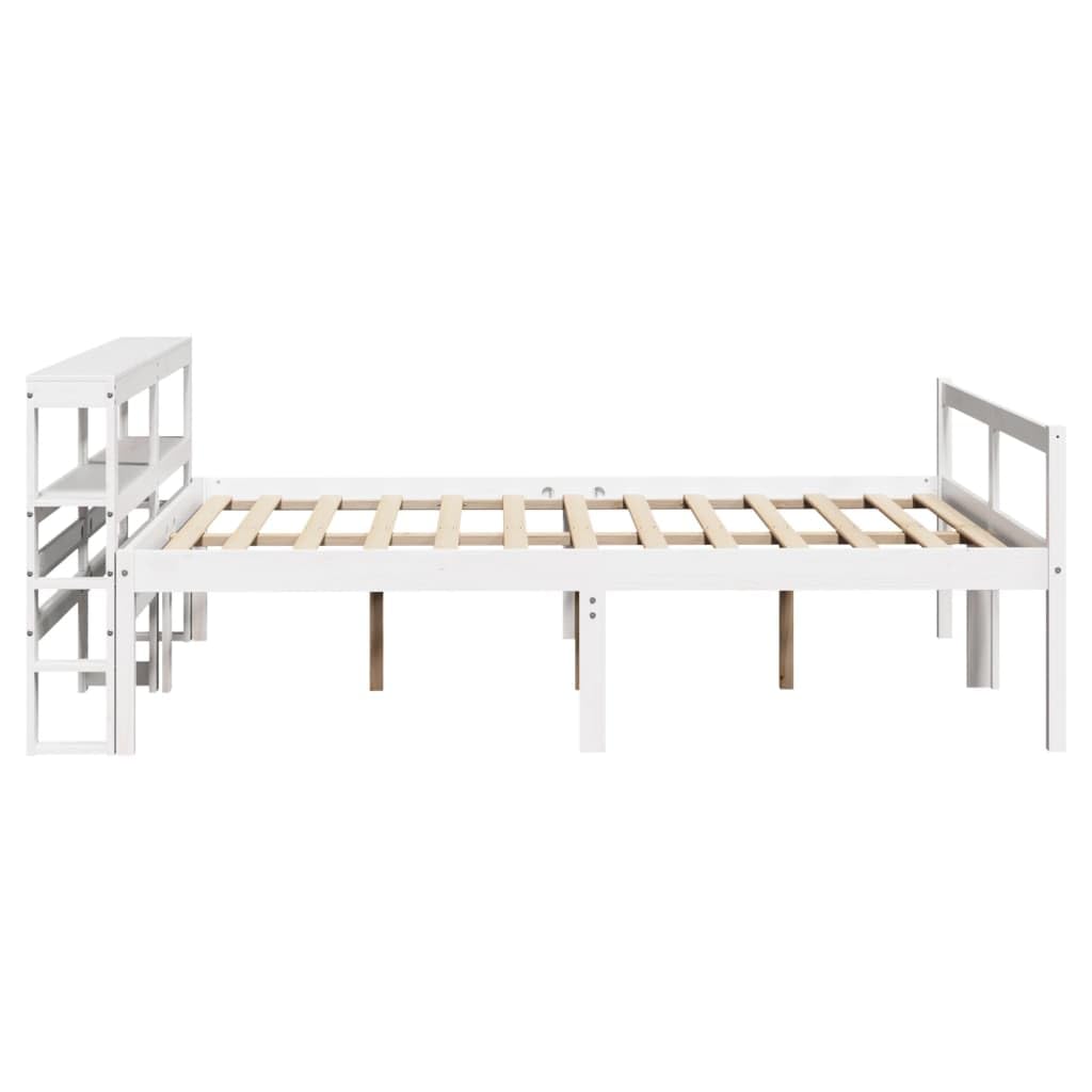 Massivholz Kiefernholz Seniorengerecht viel Stauraum Weiß 140x200 cm | Seniorenbett mit Kopfteil Massivholz Weiß 140x200 cm ohne Matratze Seniorengerecht Stauraumbett
