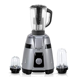 Su-mix GLYGMA21 600Watts Mixer Juicer Grinder with 3 Jars (1 Juicer Jar, 1 Large Bullet and 1 Small Bullet) - Grey