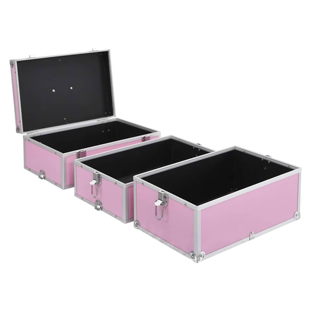 Maletín de maquillaje de aluminio, 37 x 24 x 40 cm, Rosa., 1