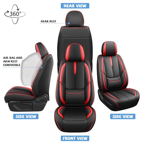 Image of ILMO Seat Covers for Chevy Silverado 1500 2007-2026 (Black&Red,Front Set)