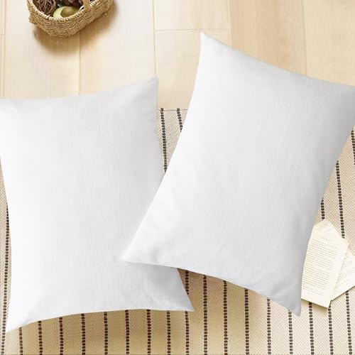 Image of CaliTime Throw Pillow Covers Decorative 20 X 26 Inches Pack of 2 Cozy Chenille Standard Pillow Shams Cases for Couch Sofa Bed Living Room Home True White