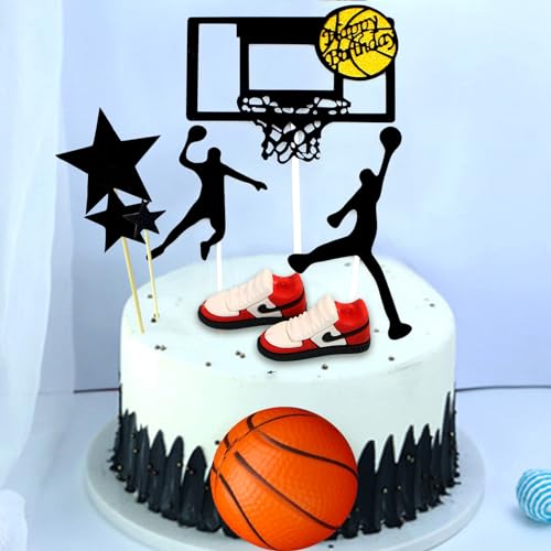 JIUDUOYUAN 21 PCS Basketball Cake Toppers?Basketball Cake Decoration for Boys Men Birthday Party Supplies