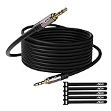 AUX 3.5mmオーディオケーブル 2重シールド耐ノイズ ヘッドホン線 金メッキミニプラグ Hi-Fi音質ステレオコード 26AWG純銅 3極/TRS アナログオーディオケーブル スマホ/iPhone/PC/iPad/iPod/イヤホン/MP3/スピーカー/カーステ/ホームステレオに対応 5M