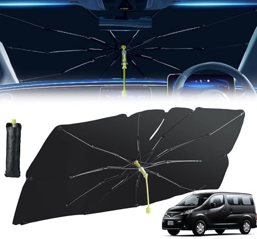 【2024年新進化・曲がる中棒】日産 NV200 バネットバン用 サンシェード 傘型 8層 UVカット紫外線遮蔽 折り畳み式 遮光 断熱 仮眠 プライバシー保護 温度上昇防止 車内空間 駐車時涼しい (収納袋付) サンシェード (Size : NV200