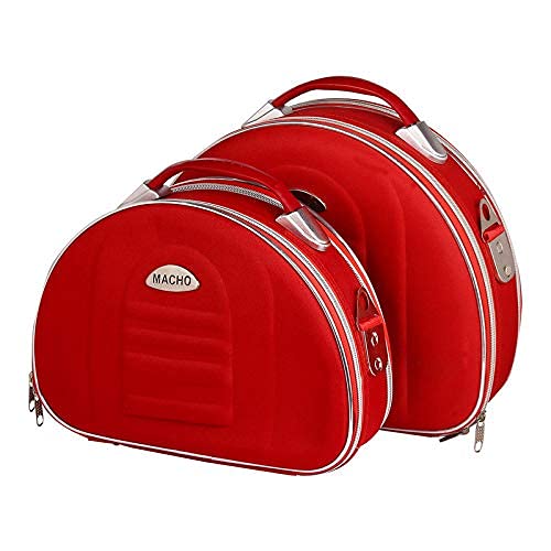 Adson Self Quilted Design Make Up Jewellery Storage Cosmetic Vanity Travelling Bag Vanity Cosmetic Toiletry Portable Multipurpose Vanity Case (2 Pcs Set)(Red Colour)