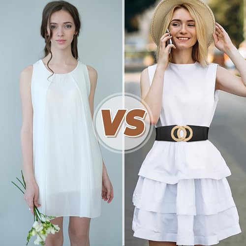 Wide Elastic Womens Belts for Dresses Black Belts Women Brown Stretchy Belt 2 Pack Stretch Waist Belt Womens Belts for Dress Fashion Belts Trendy Waist Belt for Women Outfits Accessories4