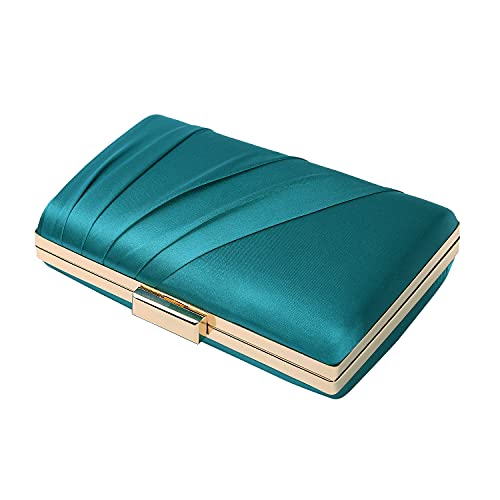 Image of Pleated Satin Clutch Purse For Women Wedding Bridal Clutch Bag Prom Party Clutch