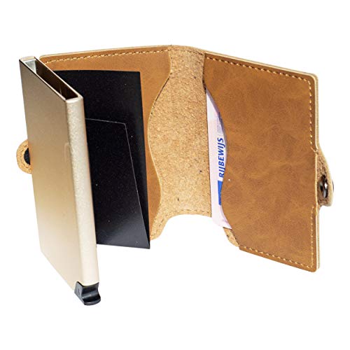 Mini Wallet | carteira de alumínio e couro| natural