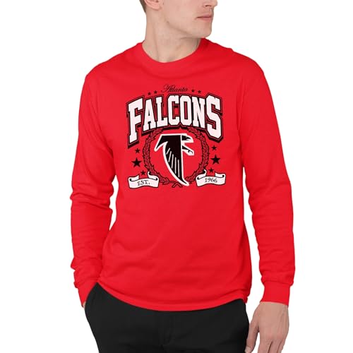 Atlanta Falcons NFL Prep - Officially Licensed Adult Long Sleeve Fan Tee for Men and Women Red