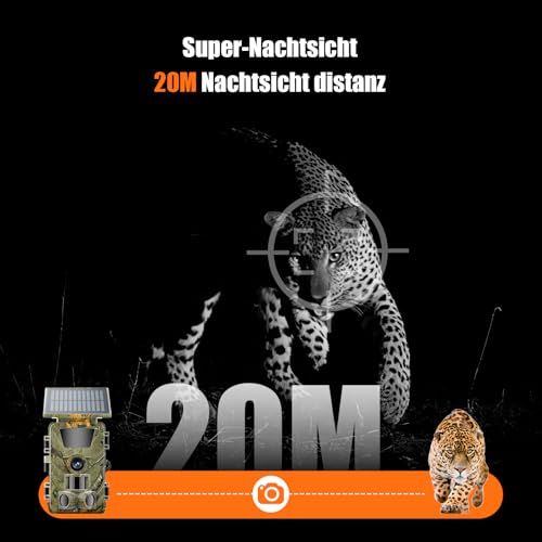 Splixora Wildkamera WLAN mit Handyübertragung App,Wildtierkamera mit Nachtsicht Bewegungsmelder,4K 60MP, Solar Eingebaute Lithiumbatterie 5200mAh,64GB SD Karte,0,1S Auslöser, IP66 Wasserdicht