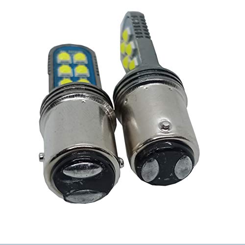 Image of Universal Bay15D 1157 Led Parking Back Tail Light For All Car And Bikes Strobe Function Pack Of 2, White
