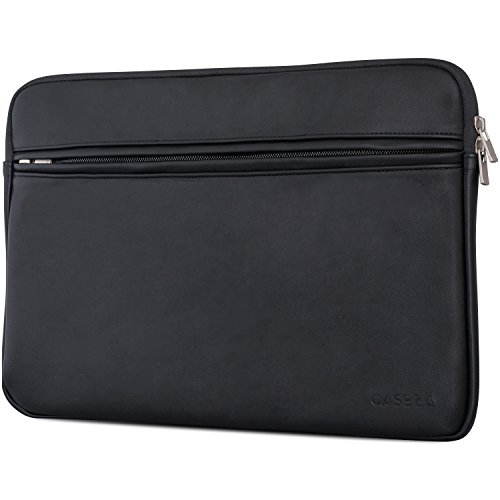 CASEZA "Boston Funda Ordenador MacBook Pro 15 Piel sintética Negra - Estuche Premium para Apple MacBook Pro 15 - Bolso también para Modelos Notebook de 14" - Protección Suave y Estilo clásico