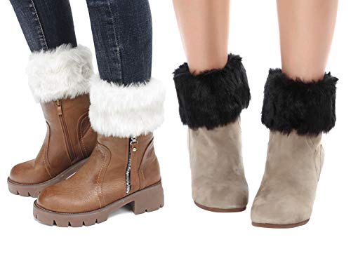 Image of Womens Fur Trim Boot Cuff Top Cover Leg Warmers