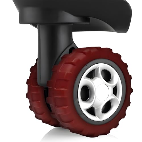 (8 Pack) Silicone Luggage Wheel Covers for 8-Spinner Wheel Suitcases, Mute & Shock Absorption Protector, Wear-Resistant & Noise-Reducing, Perfect for Travel (Deep Red)