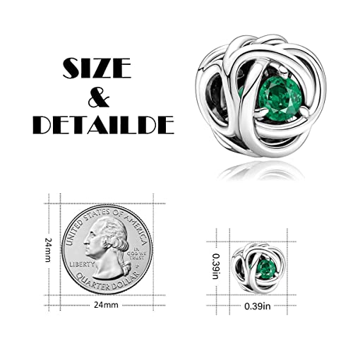 Valgacls May Birthstone Charms 925 Sterling Silver Love Heart Charms For Bracelet Necklace, Happy Birthday Charms Eternity Circle Charm For Women Girls Jewelry Gifts #TOP5