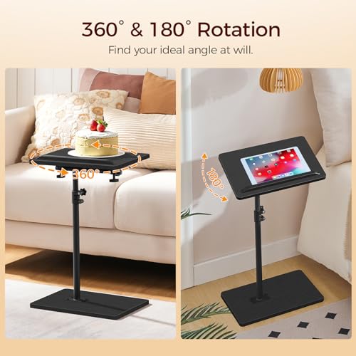 Image of MAHANCRIS TV Tray Table, Height Adjustable TV Trays with 360 Swivel, Space-Saving Side Table for Couch, Multi-Functional Sofa Table with Anti-Slip Bar, Bedside, Black ETBK4501