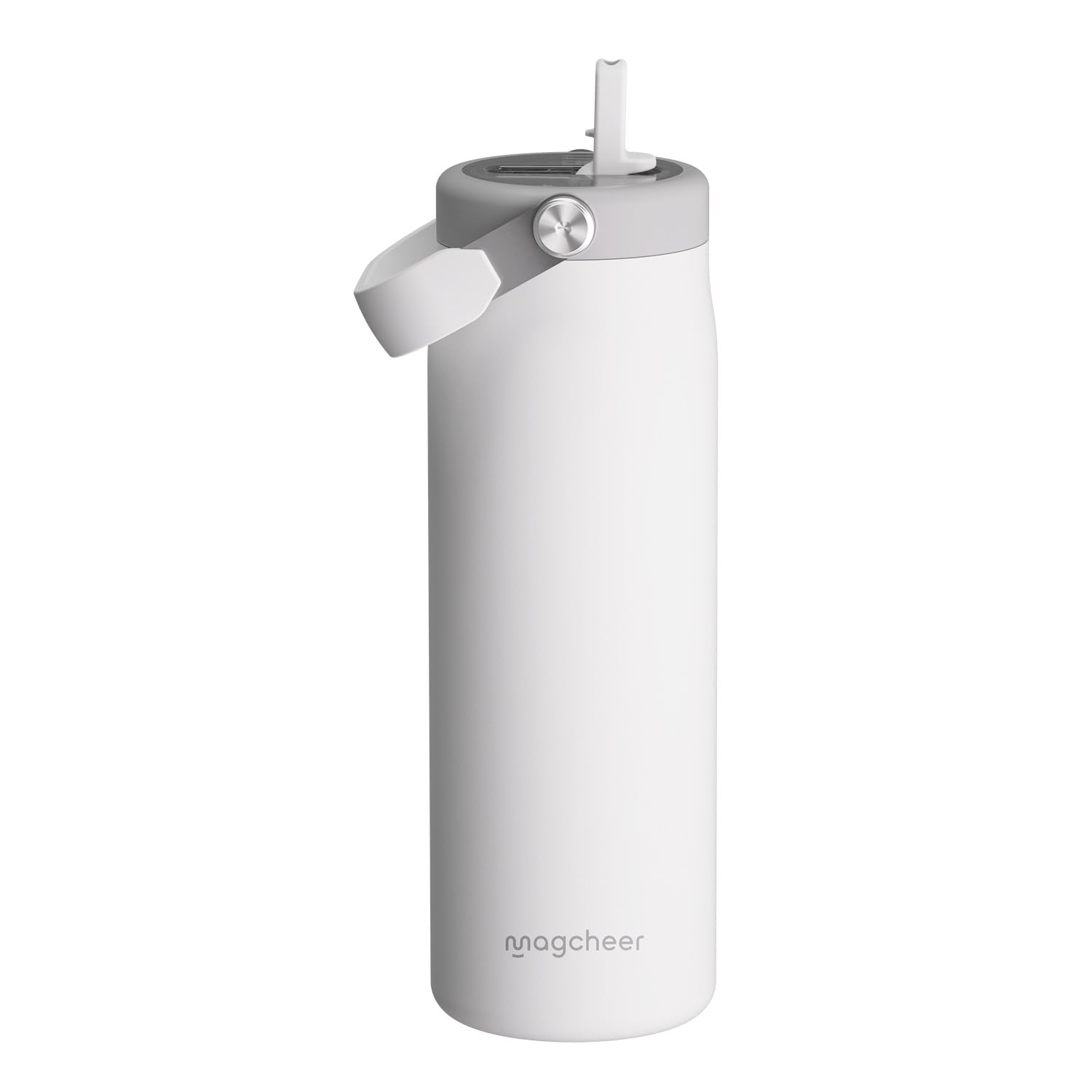 magcheer Insulated Ceramic Lined Water Bottle with Straw 750ml | Stainless Steel Water Bottle with Handle | Leakproof & BPA-Free | Fits Cup Holders | Great for Office School Travel(White)