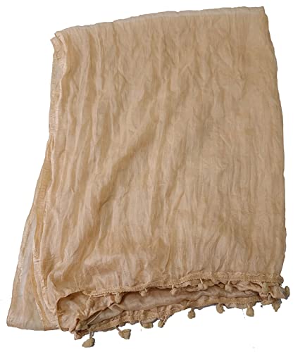 Image of YOUTHQUAKE Women's Solid Casual Dailywear Faux Chiffon Multi Color Dupatta With Pum Pum Lace (Set of 7)