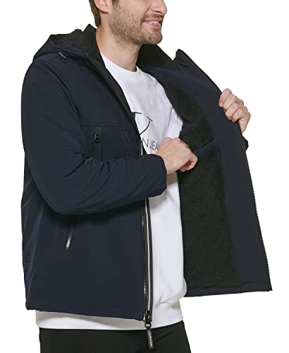 Image of Calvin Klein Men's Winter Coats - Sherpa-lined Hooded Soft Shell Jacket