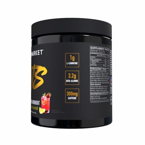 Image of BLACKMARKET CUTS Pre Workout - Flavored Energy Powdered Drink Mix for Men & Women, Great for Muscle Definition, Thermogenic, Creatine Free, (Strawberry Lemonade, 30 Servings)