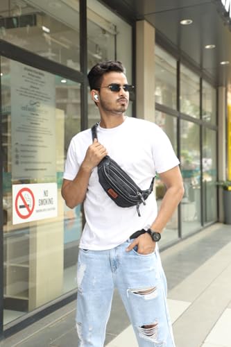 Image of Zainto Denim Waist Bag for Men & Women - Stylish and Durable Fanny Pack for Travel, Hiking, and Everyday Use (Carbon Black)