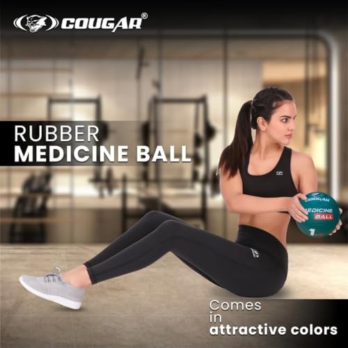 Image of COUGAR 1kg Medicine Ball for Gym & Home Workout - High Grip Textured Rubber Weighted Ball for Cardio, Core Exercise & Physiotherapy - Professional 1 kg Exercise Ball for Men & Women