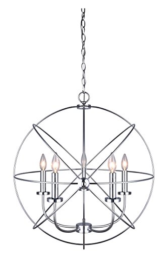 CANARM ICH282B05CH25 Sumerside 5 Light Chandelier, 25.2' x 25.2' x 11.81', Chrome
