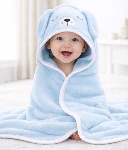 Image of First Kick Ultra Soft Hooded Baby Bath Towel, Premium Absorbent Quick Dry Newborn Towel, Gentle on Skin, Infant Bath Towel for 0-2 Years, Baby Boys & Girls, Large Size