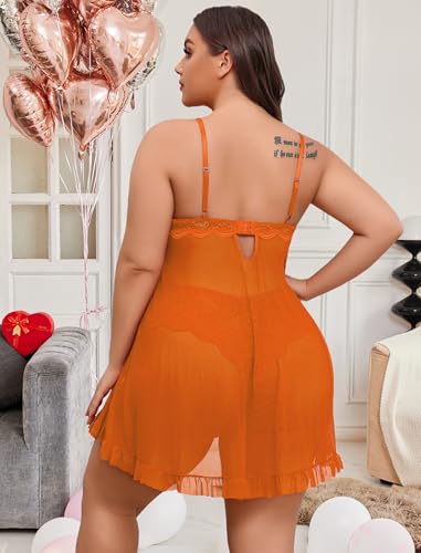 Image of Avidlove Plus Size Lingerie for Women Sexy Open Front Lace Babydoll Dress