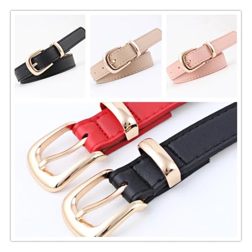 Golden buckle Women's Belts -2 * 105cm PU Leather Skinny Waist Belt with Metal Buckle for Dresses, Jeans & Pants - Simple Luxury Designer Style (Black/Brown)(White)4