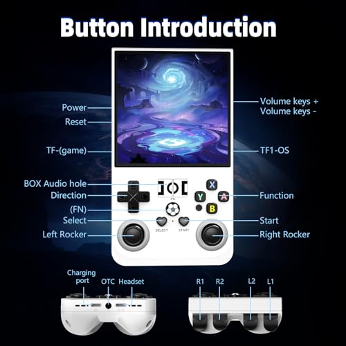 Image of R36MAX Retro Handheld Game Console, 4.0 Inch IPS Screen Retro Gaming Console,Linux System, 4000mAh Battery Portable Pocket Mini Arcade, Built-in 128G,Pearl White