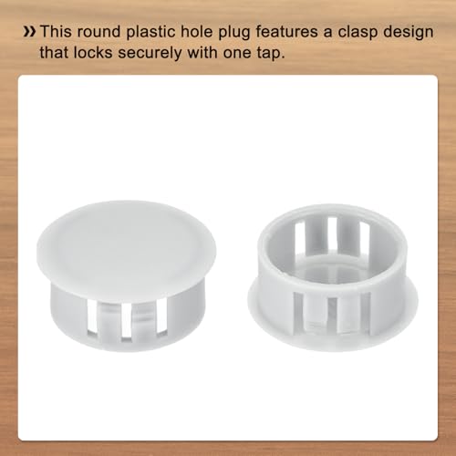 Image of MECCANIXITY 64PCS 22mm(7 /8 inch) Light Gray Plastic Hole Plugs, Flush Type Panel Hole Plugs Insert End Caps for Locking Hole Tubes Furniture Cabinet